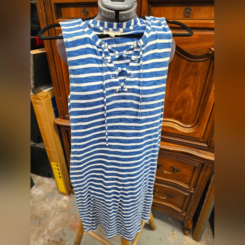 Striped cotton long dress